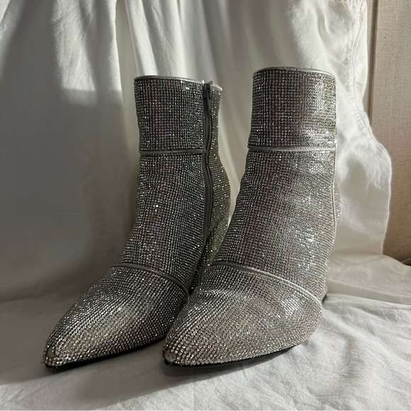 Silver Glitter Ankle Boots - Picture 3 of 4